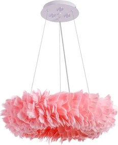 Brilagi - Lustră LED pe cablu FEATHER 3xE27/40W/230V + 3xLED/3W diam. 50 cm roz