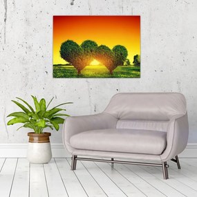 Tablou pe sticlă - Inima în coroanele copacilor (70x50 cm)