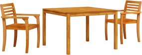 vidaXL Set de masă pentru grădină 3 pcs Maro Lemn Solid de Acacia