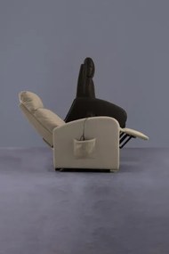 Fotoliu recliner electric negru din piele ecologica si lemn, Alzapersona Bizzotto