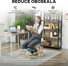 HOMCOM Scaun pentru genunchi din țesătură cu aspect de in și lemn, Maro închis | Aosom Romania