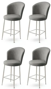 Set de scaune de bar Fora Grey și Chrome, 4 buc.