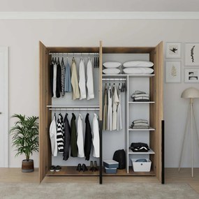 Dulap Haine Adore Oryana cu 4 usi cu rafturi si umerasi, 180 x 210 x 62 cm