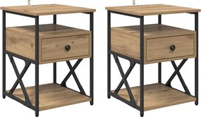 vidaXL Dulap de noapte 2 pcs Stejar Artizanal 40 x 42 x 55 cm