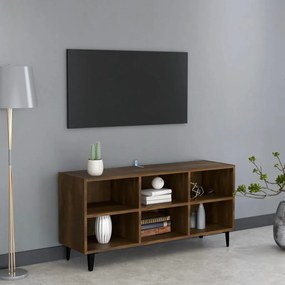 813157 vidaXL Comodă TV, picioare din metal, stejar maro, 103,5x30x50 cm