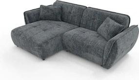 Colțar gri închis cu tapițerie din chenille (cu colț pe partea stângă/cu șezlong) Nelia – Ropez