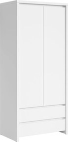 Dulap KASPIAN, alb, PAL, cu 2 usi si 2 sertare, 90x56x201 cm