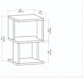 Noptieră ZUNA, stejar/alb