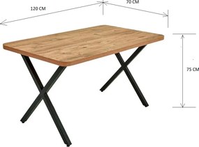 Masa bucatarie texturata, nuc-negru,120x70x75 cm,60124