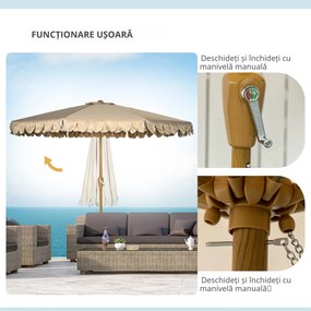 Outsunny Umbrela pentru gradina cu inclinare si manivela, Umbrela de exterior pentru masa cu acoperis dublu, kaki | Aosom Romania