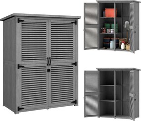 Outsunny Dulap de Grădină 0,83 m² 127x65x168 cm cu 2 Uși tip Oblon 2 Rafturi 2 Mânere și Acoperiș Impermeabil Gri | Aosom Romania