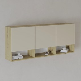 Dulap suspendat Malmo, 3 Usi, Stejar Artisan/Argila, 144 x 27 x 60 cm