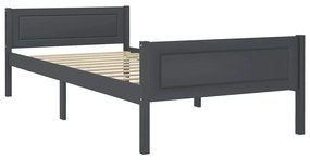 322124 vidaXL Cadru de pat, gri, 90x200 cm, lemn masiv de pin