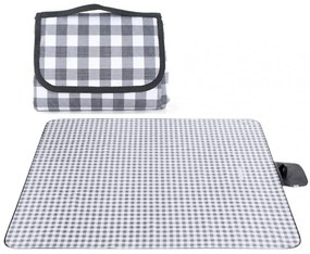 Pătură de picnic cu model în carouri gri 200 x 115 cm