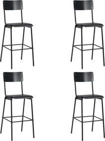 vidaXL Scaune de bar, 4 buc., negru, placaj solid, oțel