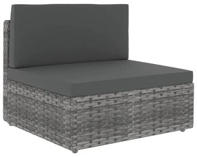 3067177 vidaXL Set mobilier de grădină cu perne, 6 piese, gri, poliratan