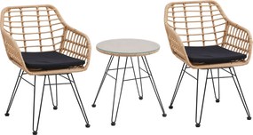 Set de 3 piese de grădină, natural / negru, VALIN