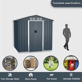 RESIGILAT- Magazie de Gradină, Oțel Galvanizat, Uși Duble, Gri Antracit,312.8x248.2x194 cm,