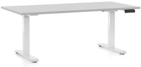 Masa inaltime reglabila OfficeTech D, 160 x 80 cm, bază albă, gri deschis
