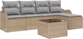 vidaXL Set de canapele pentru grădină cu pernă 6 pcs Negru Rattan poli