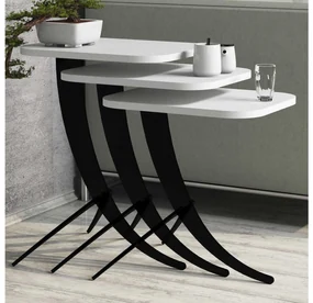 Set 3buc. măsuțe cafea Minuno (alb). 1094355