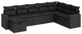 3325431 vidaXL Set mobilier de grădină cu perne, 8 piese, negru, poliratan