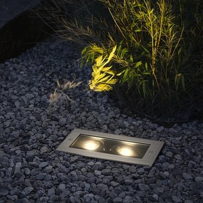 Spot modern de sol din oțel cu 2 lumini reglabile IP65 - Oneon