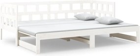 vidaXL Pat extensibil de zi, alb, 2x(90x200) cm, lemn masiv de pin