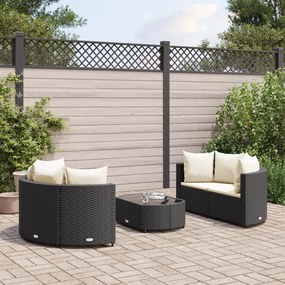 3308440 vidaXL Set mobilier de grădină cu perne, 5 piese, negru, poliratan