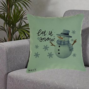 Perna Decorativa Let It Snow Om de Zapada, 40x40 cm, Verde, Husa Detasabila, Perna Inclusa, BEKZ®