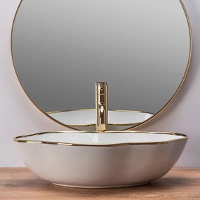Lavoar Pearl Gold Edge ceramica sanitara alb – 51,5 cm