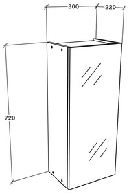 Corp Baie haaus Zed, Suspendat, 1 Usa, cu oglinda, Alb, 30 x 22 x 72 cm