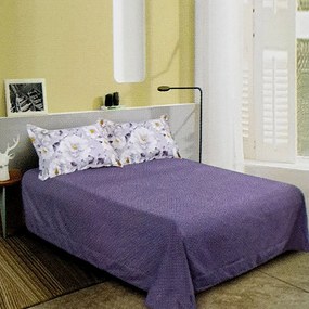 Lenjerie de pat 2 persoane, bumbac finet, 6 piese, 2 fete, mov, SP484