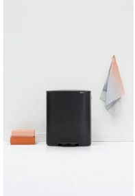 Cos de gunoi Brabantia Bo Pedal 1003191, 2x30 L, Inchidere lina, Baza antiderapanta, Negru