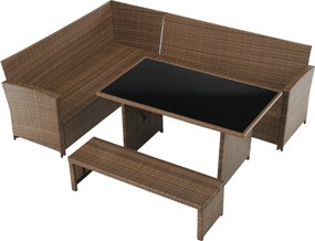 Set de grădină din ratan, maro deschis / negru, MADUL