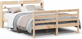vidaXL Cadru de pat cu tăblie, 140x200 cm, lemn masiv de pin