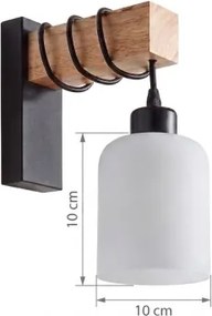 Brilagi - Aplica de perete WOOD GLASS 1xE27/60W/230V pin/negru/alb