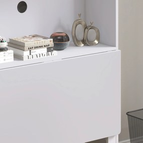 HOMCOM Birou cu Rafturi, Blat Pliabil, 2 Roți și 4 Rafturi, Birou Compact Modern cu Orificiu pentru Cabluri, Masă pentru Computer, Casă Birou Cameră de Studiu, 80x69x155 cm, Alb | Aosom Romania