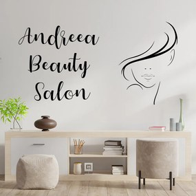 Sticker Decorativ Personalizat Salon Frumusete, 47x90 cm, Oracal