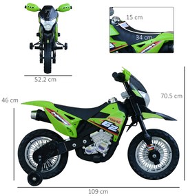 Motoreta MotoCross Electrica pentru Copii HOMCOM, 107x53x70cm | Aosom RO