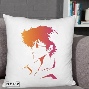Perna Decorativa Cowboy Bebop Spike Silueta Gradient, 40x40 cm, Alb Pufos, Husa Detasabila, Perna Inclusa, BEKZ®