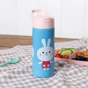 Sticlă pentru copii albastru-deschis din oțel inoxidabil 500 ml Lottie &amp; Friends – Rex London