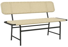 Outsunny Bancă de exterior pentru 2 persoane din ratan artificial, cadru metalic inoxidabil, 132 x 66 x 80 cm, Khaki | Aosom Romania