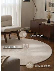 Covor în culoare naturală deschisă, țesut manual, rotund, din lână ø 120 cm Eleni Natural White – Hanse Home