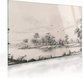 Tablou pe sticlă - Vintage peisaj desen peisaj (70x50 cm)