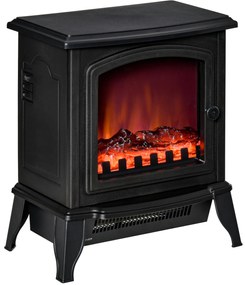 HOMCOM Șemineu Electric Portabil 1000W/2000W din ABS și Sticlă Negru | Aosom Romania