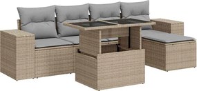 vidaXL Set canapele de grădină cu perne, 6 piese, bej, poliratan