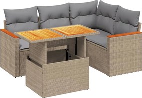 vidaXL Set canapele de grădină cu perne, 5 piese, bej, poliratan