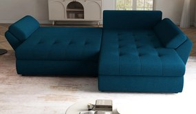 Colțar extensibil dumonde cu ladă de depozitare si sezut confortabil din spuma high-density, Loana Enjoy Petrol II 270x185 cm