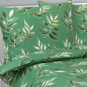 Lenjerie de pat din bumbac Bellatex Frunză verde, 140 x 200 cm, 70 x 90 cm
